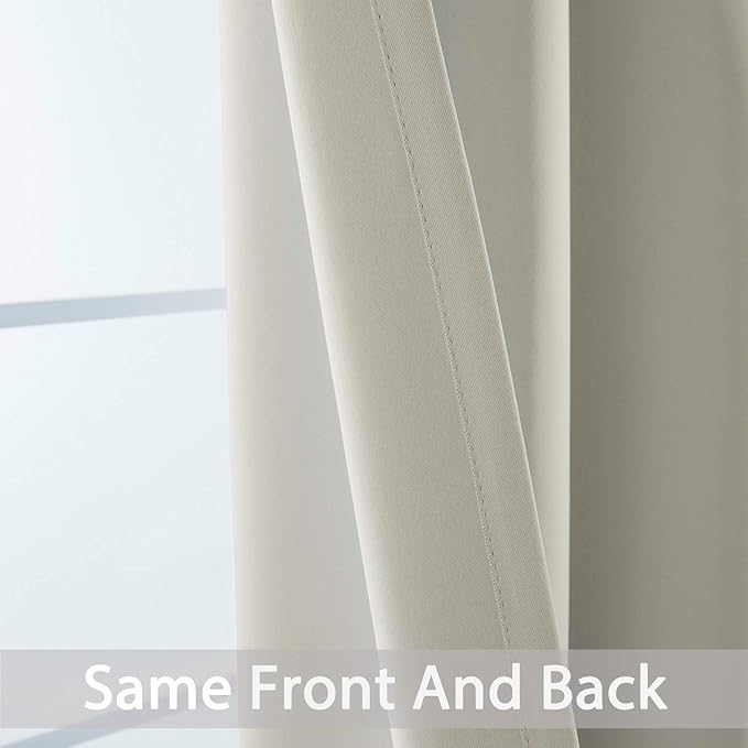 Yakamok Blackout Curtains Room Darkening Thermal Insulated Grommet top Window Curtains for Living Room, 42 x 84 Inch, Light Beige, Set of 2