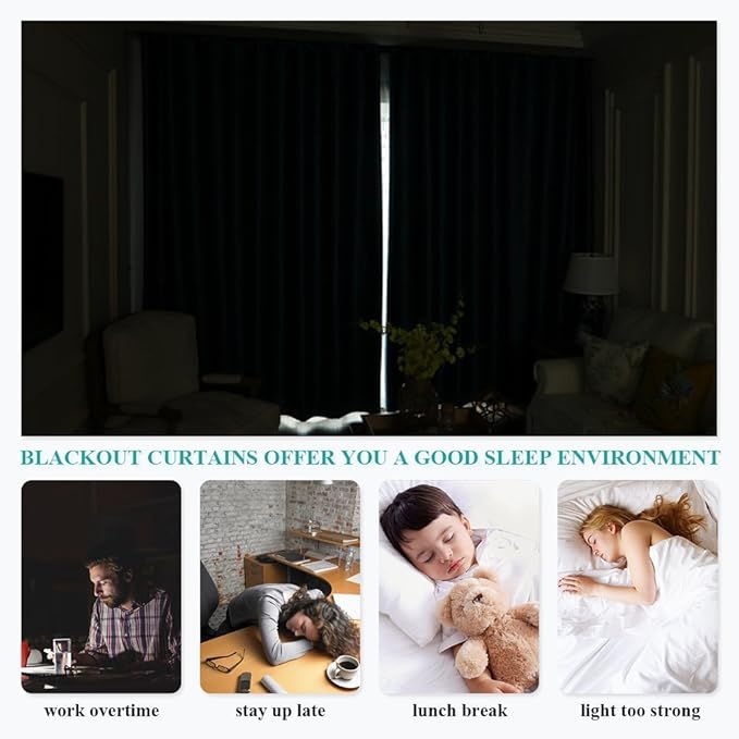 NICETOWN Blackout Curtain Panels 84 - Window Treatment Energy Saving Thermal Insulated Solid Grommet Blackout Drapes for Living Room (Navy Blue??? 1 Pair??? 52 by 84-Inch)