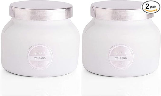 Capri Blue Volcano Scented Candles - Luxury Glass Jar Candles for Home Scented with Tropical Fruit & Sugared Citrus - Soy Wax Blend - Capri Blue Volcano - White Color (8 oz) (Pack of 2)