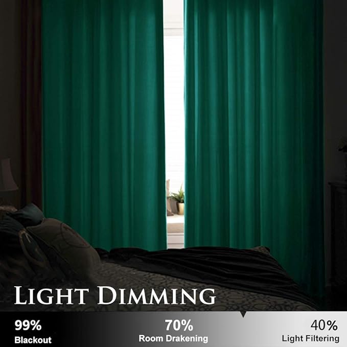 StangH Emerald Green Velvet Curtains 84 inches - Blackout Thermal Inuslated Bedroom Curtain Panels Holiday Home Decor Window Treatment for Living Room, W52 x L84 inches, 2 Panels