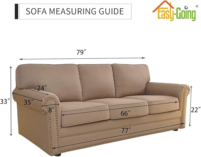 Easy-Going Stretch Sofa Slipcover 1-Piece Sofa Cover Furniture Protector Couch Soft with Elastic Bottom for Kids, Polyester Spandex Jacquard Fabric Small Checks (Sofa, Sand)
