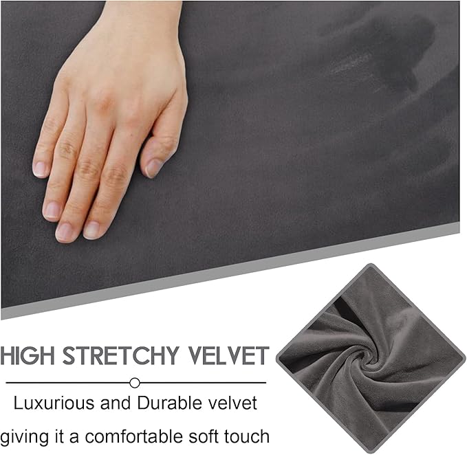 ULTICOR Velvet 8-Pieces Recliner Sofa Covers Stretch Reclining Couch Covers for 3 Cushion Reclining Sofa Slipcovers Furniture Covers Thick Soft Washable (3 Seater Recliner Cover, Dark Gray)