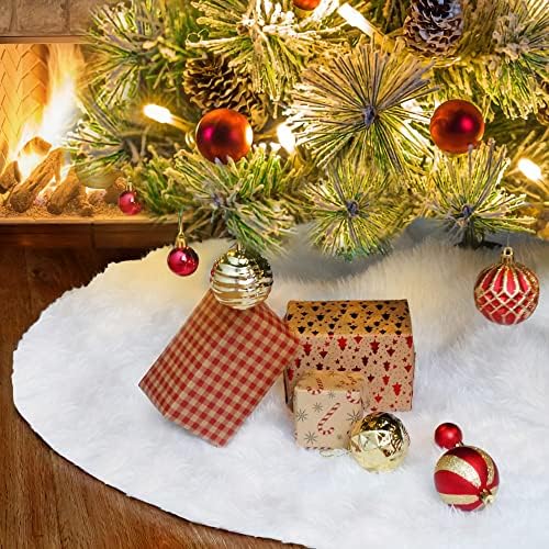 Nackiy White Christmas Tree Skirt, Faux Fur Plush Holiday Decor, 48 Inch by Nackiy