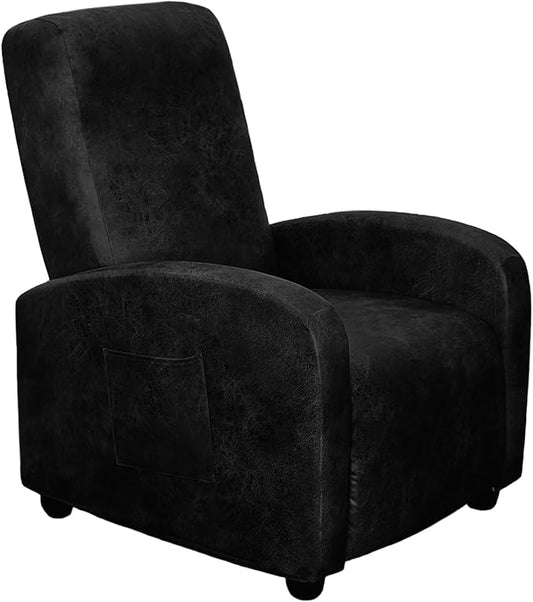 ANARACHON Recliner Chair Covers Leather Look Recliner Cover 4-Piece Slipcovers for Small Reclining Chair Furniture Protector for Kids Dogs Pets Spandex Fabric Washable (1 Small Seater, 02 Black)
