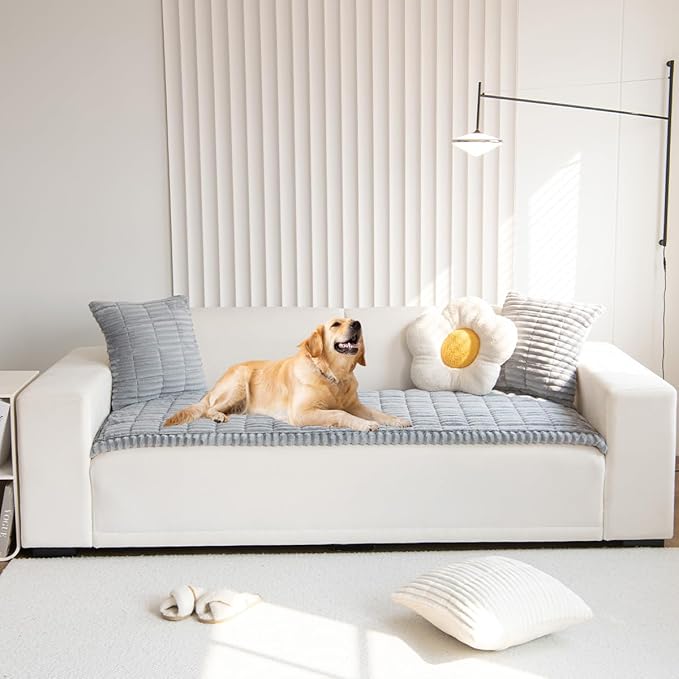 Gumfolk Pet Couch Covers for Sofa Slipcovers Couch Protector for Dogs Washable Cushion Cover, Sofa Pad Blanket Furniture, Grey, 27in*47in
