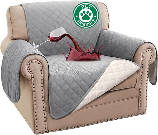 Turquoize 100% Waterproof Sofa Covers Chair Cover Slipcover Couch Protector Triple Non-Slip Sofa Slipcover for 1 Cushion Furniture Protector for Pets, Kids,Dog (Chair 23", Dove Gray)