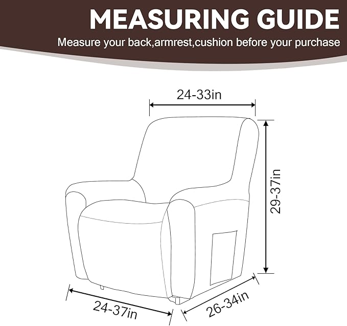 Cupuamon Recliner Chair Covers,Lazy Boy Recliner Covers Stretch Reclining Covers 1 Piece Furniture Protector with Elastic Bottom for Dog,Kids-Chocolate