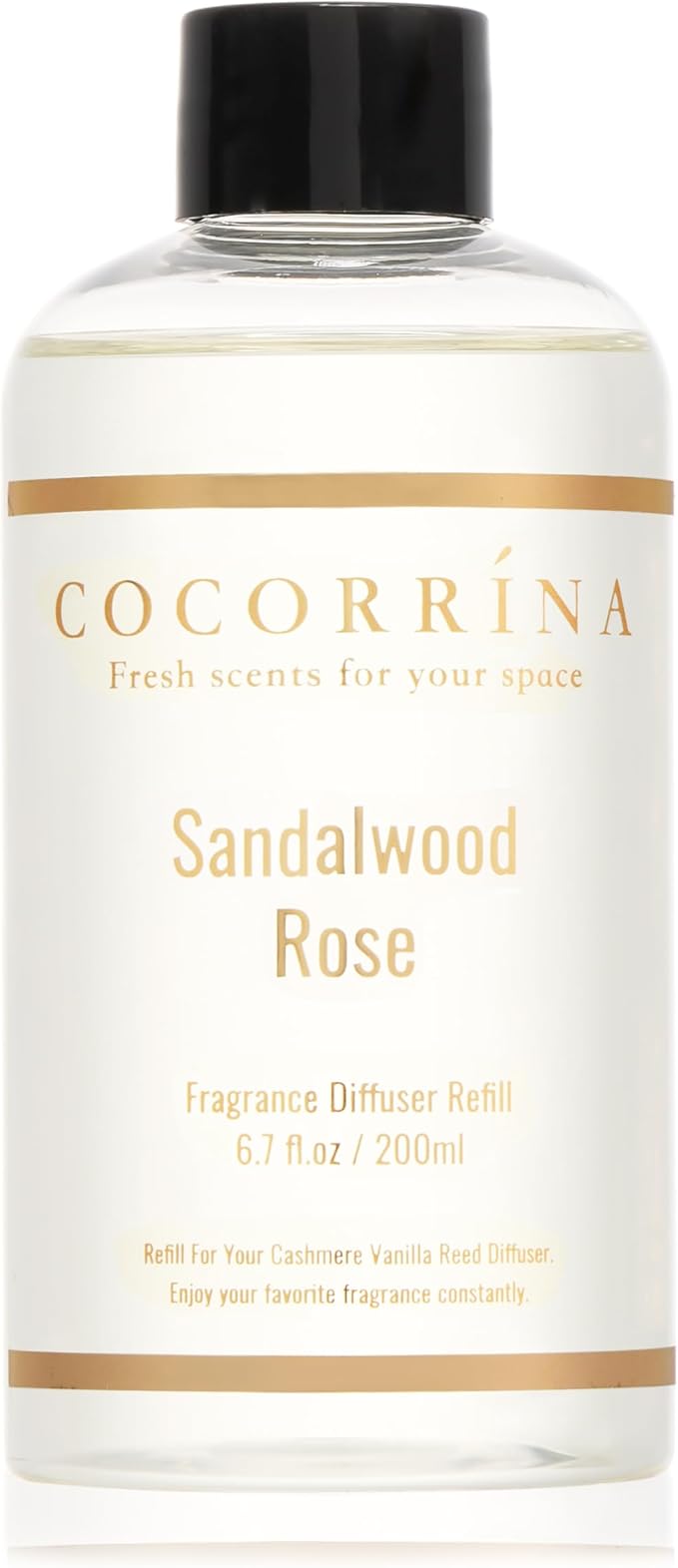 COCORR??NA Refill - Sandalwood Rose 6.7 Fl.oz Reed Diffuser Refill with 8 Sticks