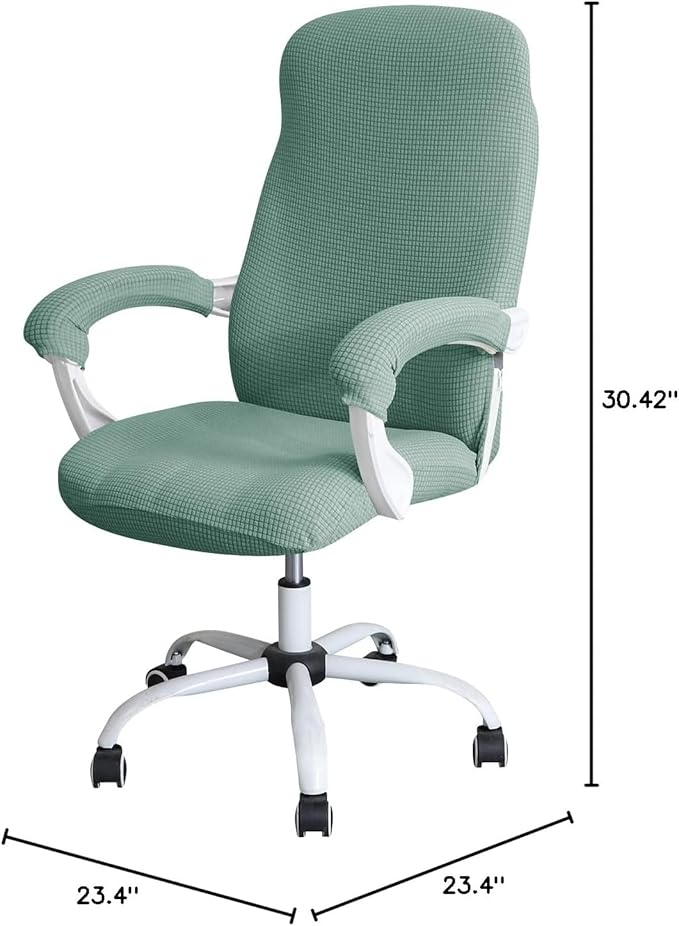 FORCHEER Office Chair Cover Water Repellent Jacquard Armrest Swivel Chair Slipcovers Removable Stretch Universal Computer Chair Cover L with Chair Arm Cover 2P-Army Green