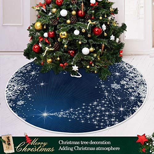 ATTX Winter Blue Snowflakes Christmas Tree Skirt Home Christmas Decoration Large Round Tree Skirt 47.2 Inches - Image 6
