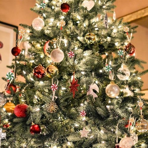 INCREWAY 30pcs Christmas Ornament Hooks, S-Shaped Hangers, Christmas Decoration Hanger, Metal Hooks with Crystal, Lollipop Decor Hooks - Image 6