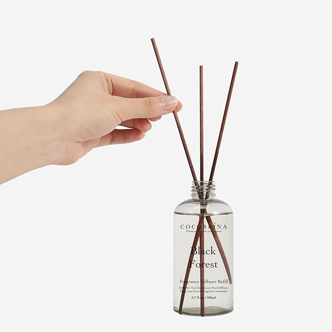Cocorr??na Refill - Black Forest Scented Reed Diffuser Oil with 8 Sticks, Home Fragrance for Bedroom, Bathroom, Oil Diffuser Home D??cor, 6.7 oz. (200 ml)