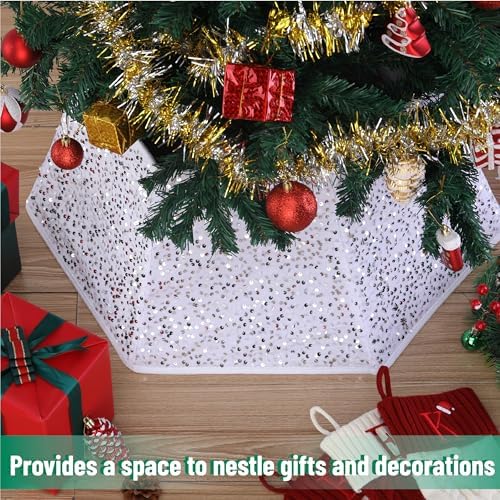 Mr. Pen- Silver Sequin Christmas Tree Skirt and Tree Collar - Image 7