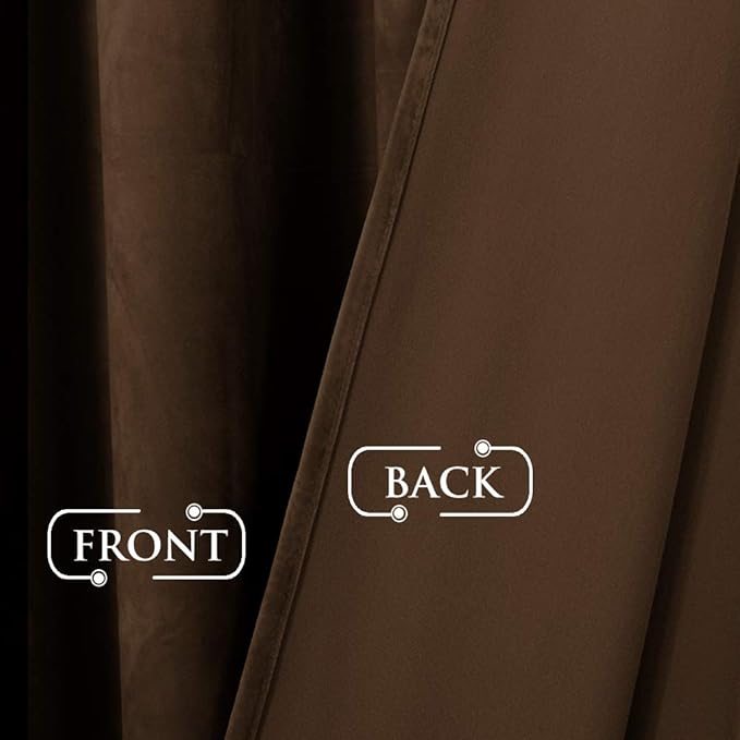 StangH 2 Panels Brown Velvet Curtains Solid Living Room Drapes Heat & Cold Blocking 96 inches Long, Soft Heavy Farmhouse Decor Blackout Curtains Privacy Protect for Nursery/Office, W42 x L96