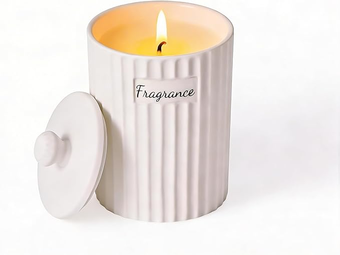 Viyffo Matte White Ceramic Jar Scented Candle Gift for Women – Spring Breeze Pines & Cedar, Small 6.35oz Non Toxic Soy Candle, 30-40 Hours Long Lasting, Luxury Home Fragrance, Premium Birthday Gift