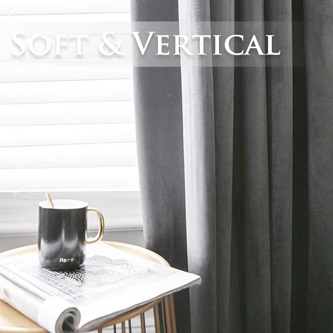 StangH Solid Thick Velvet Curtains - Bedroom Moderate Blackout Window Treatment Set Rich Fluff Soundproof Drapes/Drapery with Solid Grommet Top for Guest Room, W52 by L72-inch, 2 Panels