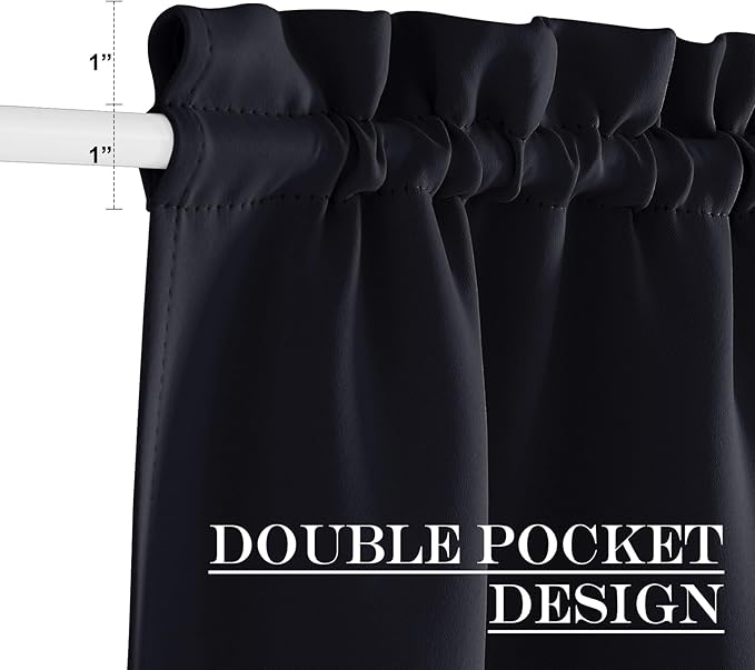 NICETOWN Black Blackout Door Curtain – Thermal Insulated Privacy Curtain for French & Front Doors with Adjustable Tieback, Room Darkening, Energy Saving, 20 inch x 72 inch, 1 Panel
