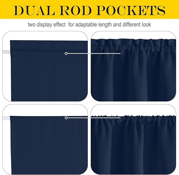 NICETOWN Blackout Door Curtain – Thermal Insulated Blackout Window Cover for French & Front Doors with Adjustable Tieback, Room Darkening Shade for Privacy, Navy, W30 x L50, 1 Panel