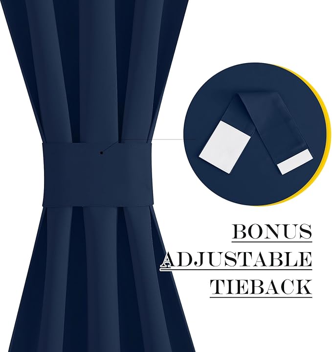 NICETOWN Blackout Side Door Curtains, Front Door Curtains for Small Window, Privacy Shades for Sidelight, Thermal Insulated Window Covering, Navy, 1 Panel, W12 X L40 Inches Long