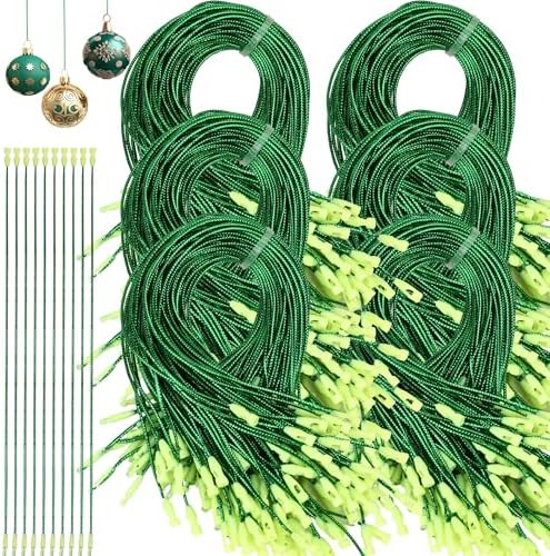 640 Pcs Christmas Ornament Hooks, Ornament Hangers with Snap Ornament String for Christmas Tree Holiday Party Hanging Ribbon Decorations Ropes Easy and Fast Locking (Green) by Palonu