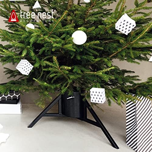 Tree Nest Christmas Tree Stand Base Tree Holder Modern Design for 10ft Real Tree Steel Stable for Xmas Tree Decoration Geometric (Large,Green) - Image 3