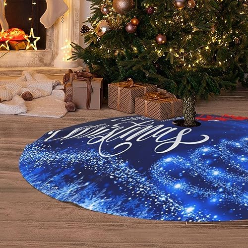 Christmas Tree Skirt Merry Christmas Blue Snow Tree 48 Inch for Xmas New Year Nightmare Before Christmas Decorations Lobby Home - Image 5