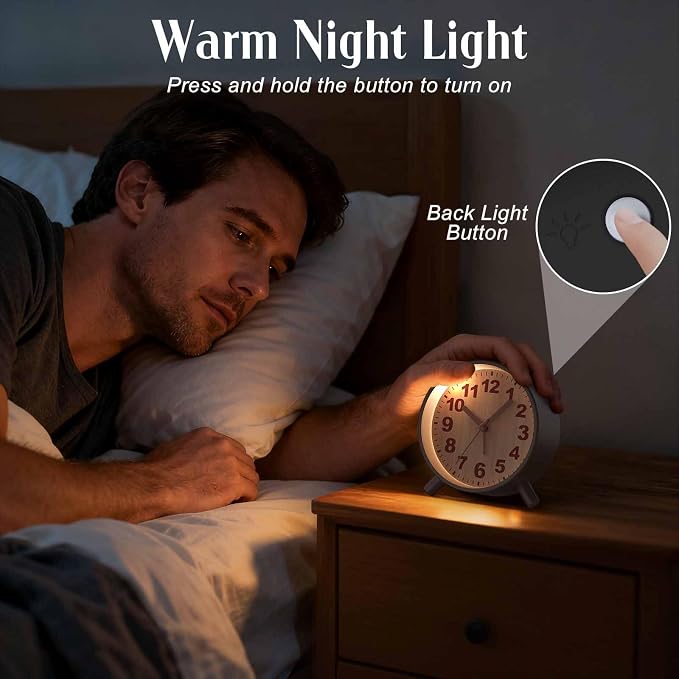 Analog Alarm Clock Night Ligh Battery Operated for Bedroom - Image 6