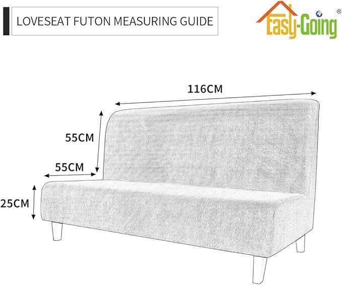 Easy-Going Stretch Futon Slipcover Armless Futon Bed Cover Furniture Protector Without Armrests with Elastic Bottom for Kids, Soft Jacquard Fabric Small Checks (Medium, Camel)