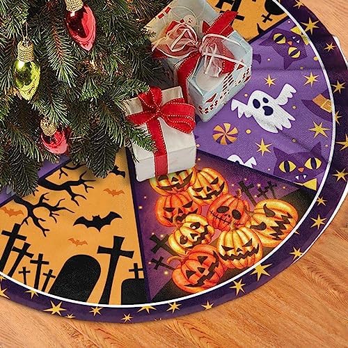 Halloween Tree Skirt Christmas Tree Ornaments Tree Skirt for Christmas Decoration 48" - Image 2