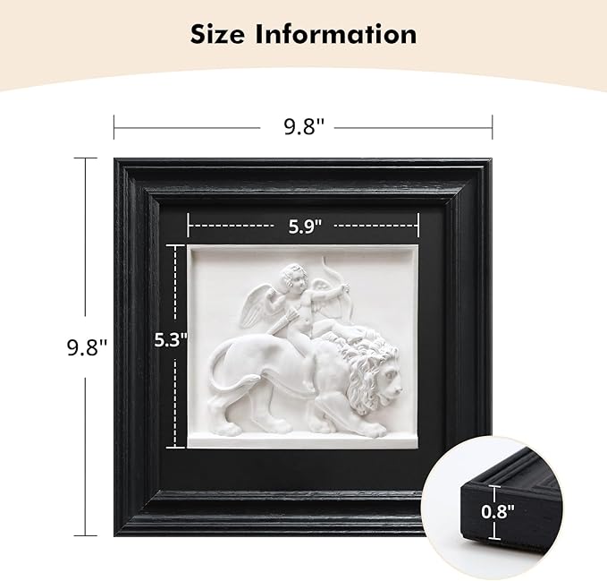 FOLKOR LIFE Cherub Angels Framed Wall Art Sculpture for Home Vintage Decor, Black and White Wall Decor Greek Mythology Cupid God of Love Classic Artwork Figurines for Room Decor, Gift for Anniversary