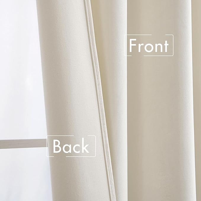 MIULEE Velvet Curtains 84 inches - Luxury Curtains for Bedroom Living Room Thermal Insulated Super Soft Room Darkening Window Drapes Rod Pocket & Back Tab, Ivory, W52 x L84 inches, 2 Panels