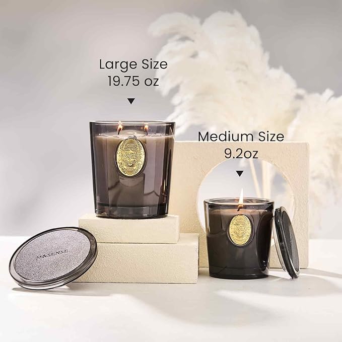 M&SENSE Natural Soy Candle | Oud Wood & Black | 9.2 oz, 50H Burn Time | Luxury Scented Candle for Relaxation, Gifting, Home Décor | Ideal for Bedroom, Office, Party Ambiance