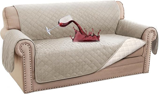 Turquoize 100% Waterproof Couch Cover Sofa Covers for 2 Cushion Couch Loveseat Covers Triple Non-Slip Couch Cover for Dogs Washable Furniture Protector Cover for Pets, Kids,Dog (Loveseat 54",Pale Oak)