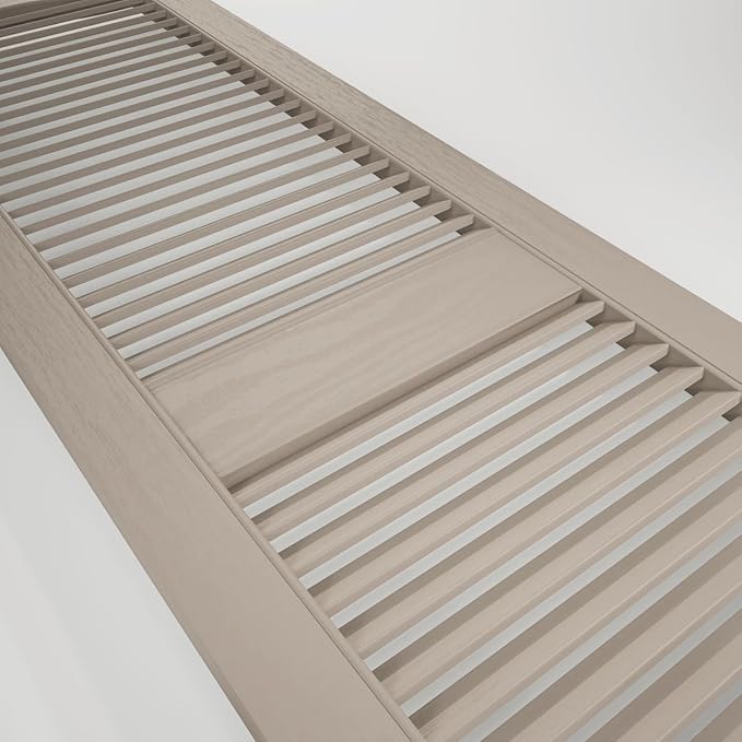 12"W x 80"H Lifetime Vinyl, Standard Cathedral Top Center Mullion, Open Louver Shutters, w/Installation Shutter-Lok's & Matching Screws (Per Pair), Clay