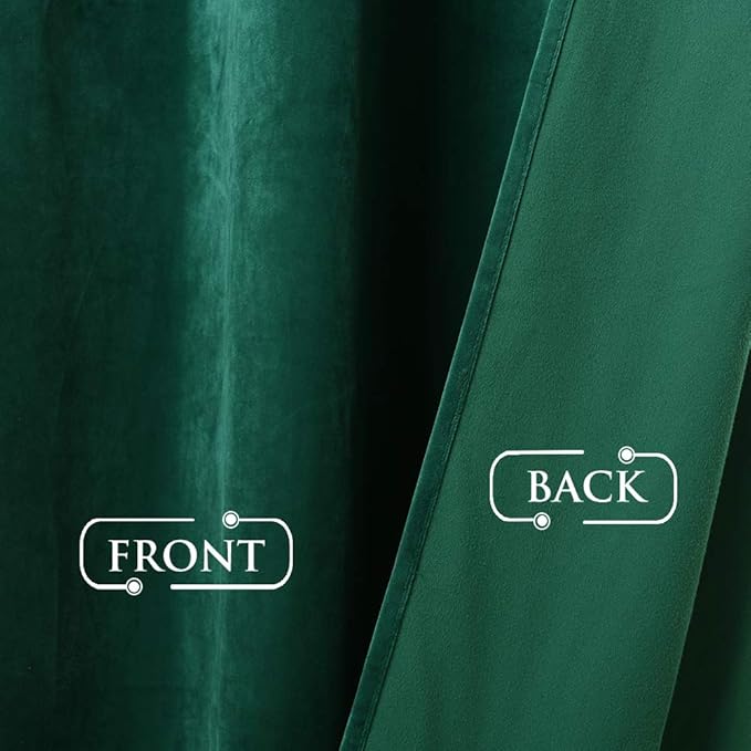 StangH Extra Long Emerald Green Velvet Curtains - Blackout Velvet Curtain Panels Thermal Insulated Privacy Protect for Parlor/Gallery, W52 x L108 inches, 2 Panels