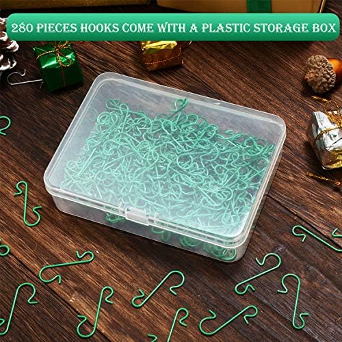 Tatuo 280 Pieces Christmas Ornament Hooks Ornament Hangers Xmas Metal Wire Hooks with Storage Box for Christmas Tree Decoration (Green) - Image 5