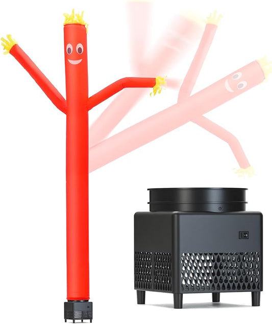 6ft Red Air Tube Dancer Inflatable Waving Tube Man with Lights & Built-in Blower - Wacky Waving Dancing Guy Set for Business Promotion