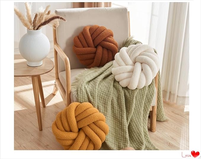 Round Throw Pillow Ball Pillow 11.8 Inches Brown Simple Modern Ball Shaped Throw Pillow，Nordic Style Cushion Decorative Pillow for Couch,Sofa,Bedroom