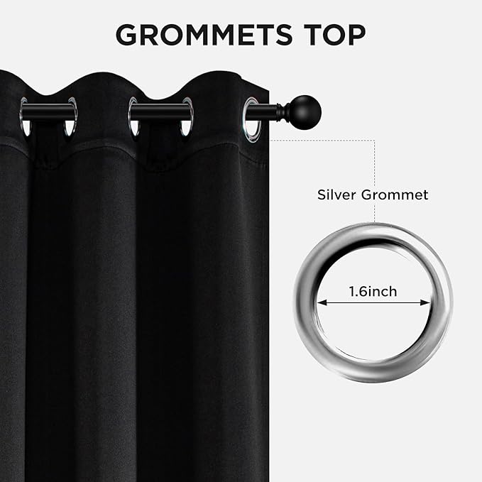 Joydeco Blackout Curtains 72 Inch Length 2 Panels Set, Thermal Insulated Long Drapes 2 Burg, Room Darkening Grommet Curtains for Living Room Bedroom Window