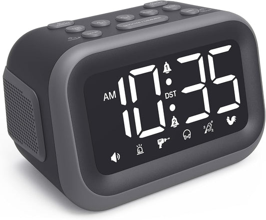 Acedeck Super Loud Alarm Clock: 115dB Wake-Up Power | Dual Alarms and 6 Alarm Sounds for Heavy Sleepers Adults and Shift Workers - Bedroom and Daily Wake-Up Use (White Digits) by Acedeck