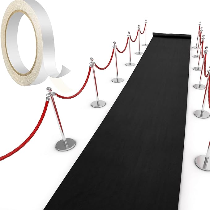 Shappy Black Carpet Runner Rug for Party 55 GSM Thickness with Carpet Tape Hallway Rug for Halloween Graduate Wedding Party Dance Floor Outdoor Accessories(2.6 x 30 Feet)
