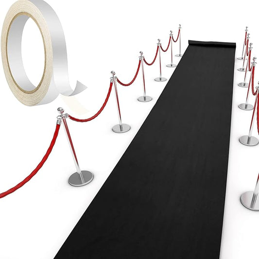 Shappy Black Carpet Runner Rug for Party 55 GSM Thickness with Carpet Tape Hallway Rug for Halloween Graduate Wedding Party Dance Floor Outdoor Accessories(2.6 x 30 Feet)