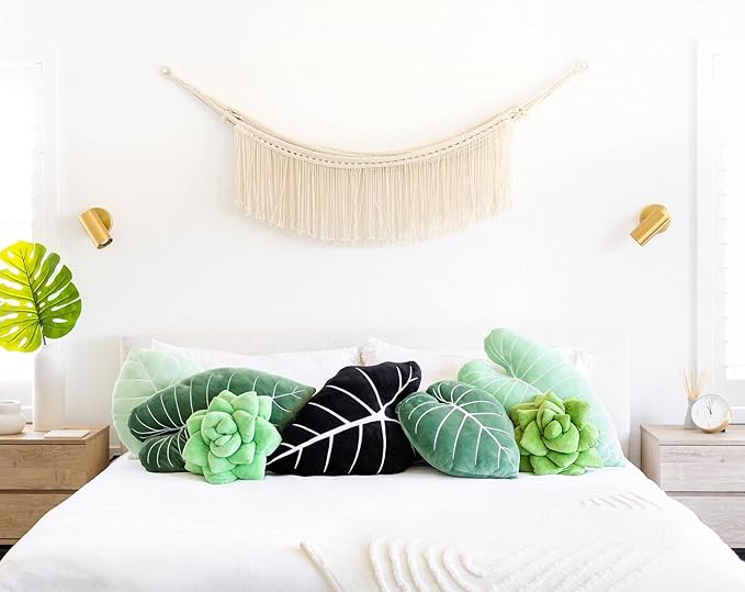 Green Philosophy Co. Frydek Alocasia Leaf Throw Pillow - Obsidian