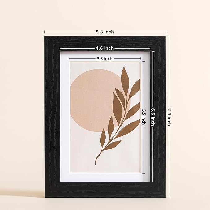 eletecpro 5x7 Picture Frames Set of 10 with Clear Acrylic Cover, Tabletop Decor, Displays 4x6 Photos with Mat or 5x7 Without, Horizontal or Vertical, Desktop Stand, Black