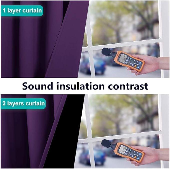 NICETOWN Royal Purple Full Shade Curtain Panels, 70 x 72 inch, Pair of Energy Smart & Noise Blocking Out Blackout Drapes for Dining Room Window, Thermal Insulated Guest Room Lined Window Dressing