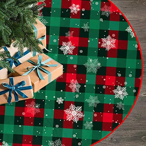 Christmas Tree Skirt Buffalo Plaid Tree Skirt Snowflake Thick Xmas Tree Skirt for Holiday Party Christmas Tree Decorations Indoor Outdoor Red and Green 48 Inch by Unknown