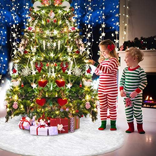 Christmas Tree Plush Skirt 36 inch Snow White Faux Fur Christmas Tree Skirt Ornaments Xmas Tree Skirts for Christmas Thanksgiving Holiday Decoration New Year Party Supply - Image 7