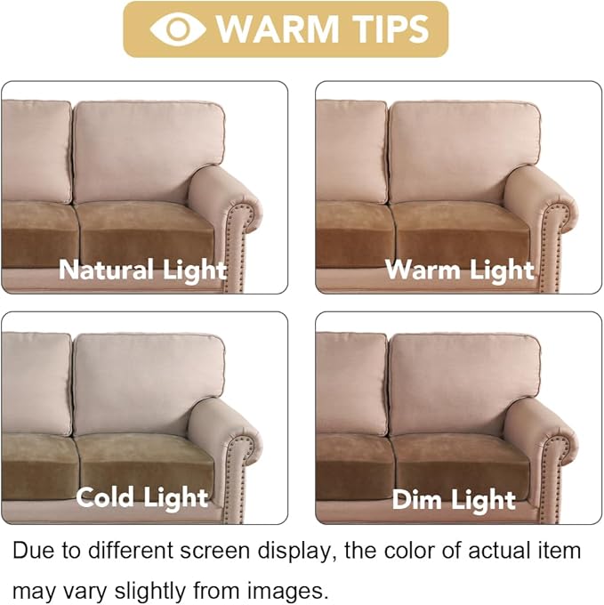 H.VERSAILTEX Velvet Stretch Couch Cushion Cover Plush Cushion Slipcover for Chair Loveseat Sofa Cushion Furniture Protector Seat Cushion Sofa Cover (2 Piece Large Sofa Cushion Covers, Camel)