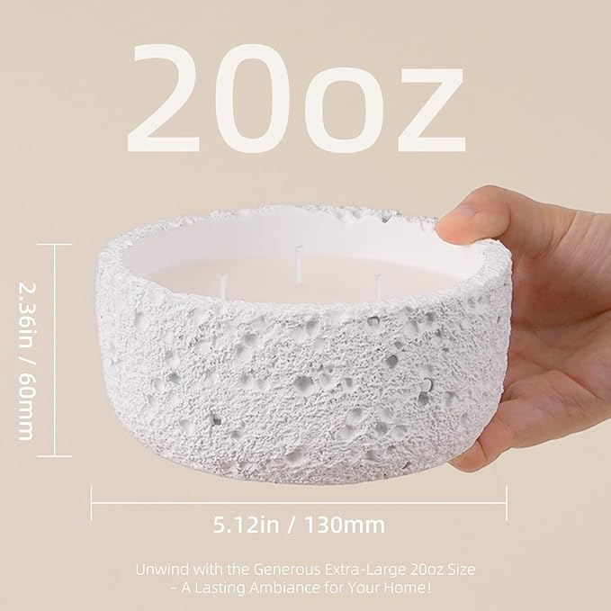 Viyffo 3 Wick 20oz Large White Scented Candle – Vanilla Dreamscape, Non Toxic Soy Candle in Matte Ceramic Jar, Perfect for Luxury Home Fragrance, Elegant Spring Décor & Premium Gift