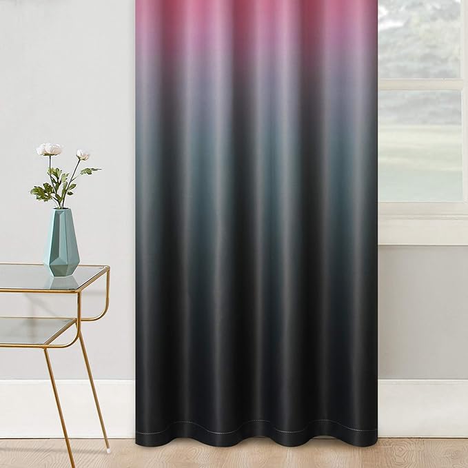 COSVIYA Grommet Ombre Room Darkening Curtains 96 inches Long for Kids Bedroom, Polyester Light Blocking Red to Black Gradient Window Drapes/Curtains for Living Room,2 Panels, 52x96 inches